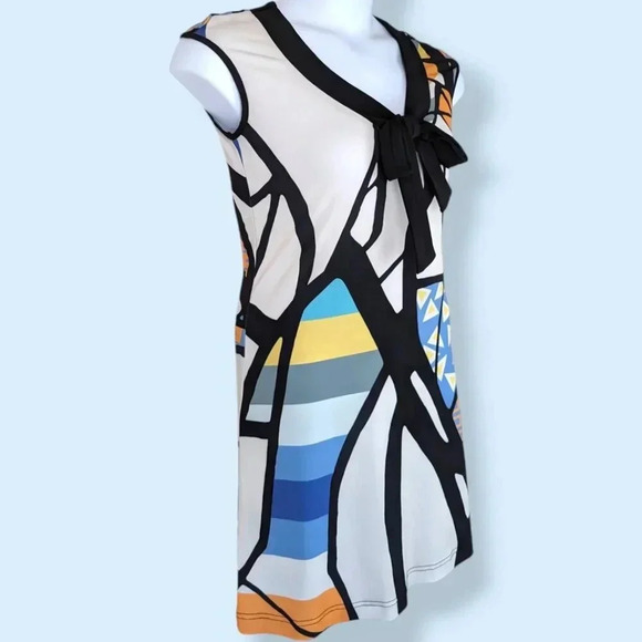 🍁Vintage Diamond Tea Colourful Abstract Dress - Picture 2 of 6